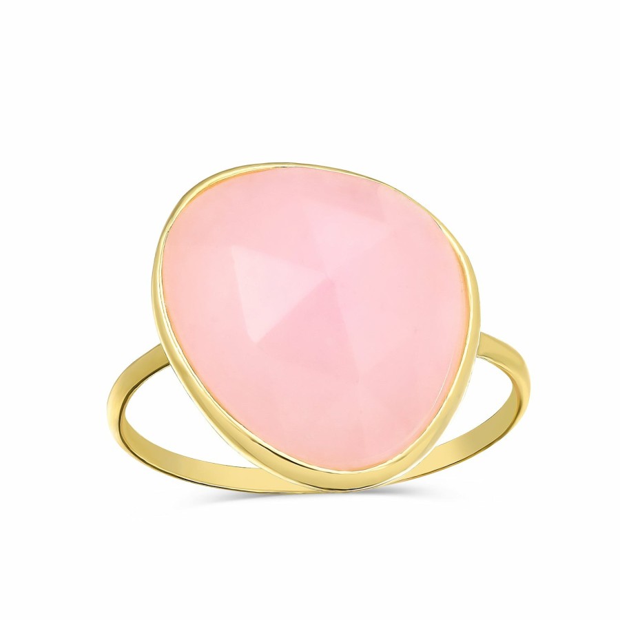 Shop Women Bling Jewelry Delicate Midi Rings | Imitation Chalcedony Rose Quartz Ring Gold Plated .925 Silver