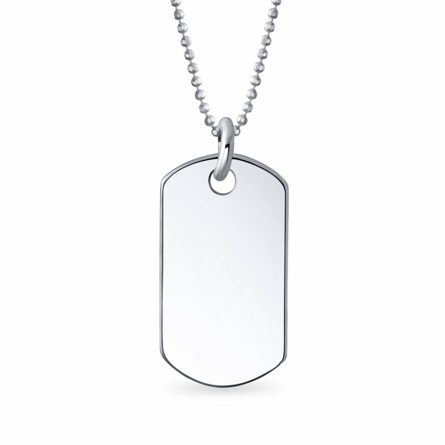 Shop Women Bling Jewelry | Vaxxed Checkbox Dog Tag Pendant .925 Sterling Silver Shot Bead Chain