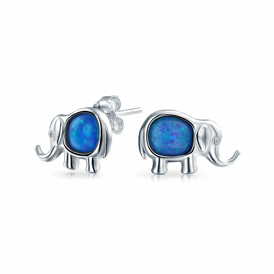 Shop Women Bling Jewelry | Created Opal Wise Lover Elephant Stud Earrings .925Sterling Silver