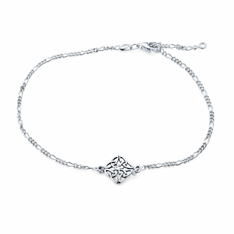 Shop Women Bling Jewelry Delicate Bracelets | Celtic Knot Triquetra Love Knot Anklet Sterling Silver 9 To 10 In