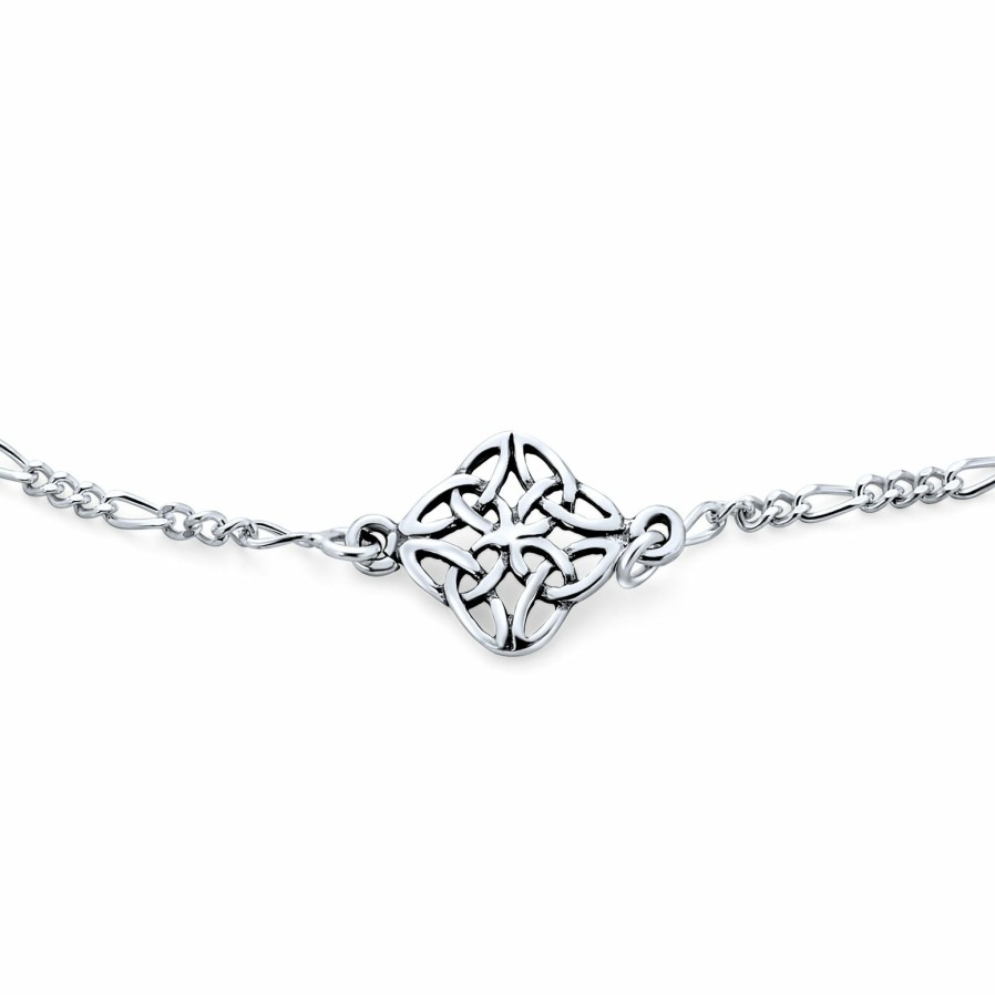 Shop Women Bling Jewelry Delicate Bracelets | Celtic Knot Triquetra Love Knot Anklet Sterling Silver 9 To 10 In