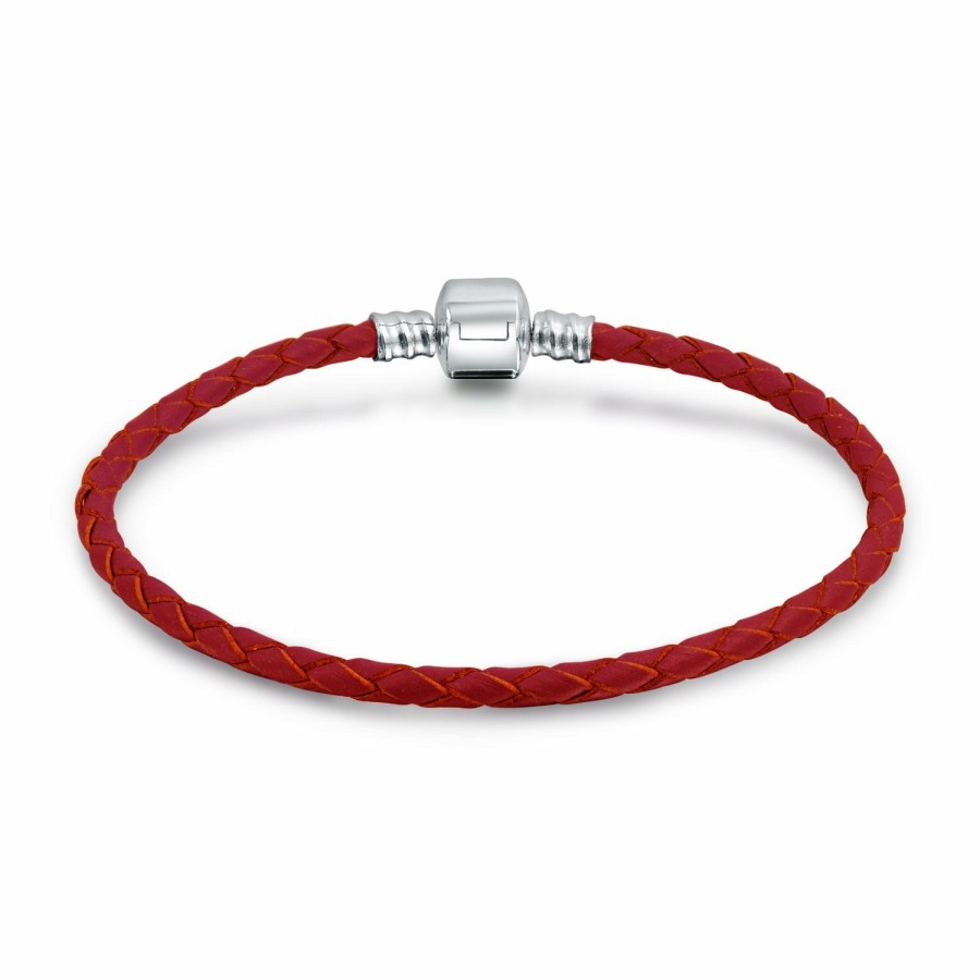 Shop Men Bling Jewelry Mens Bracelets & Id Bracelets | Weave Braid Genuine Leather Bracelet For Bead Charms Barrel Clasp