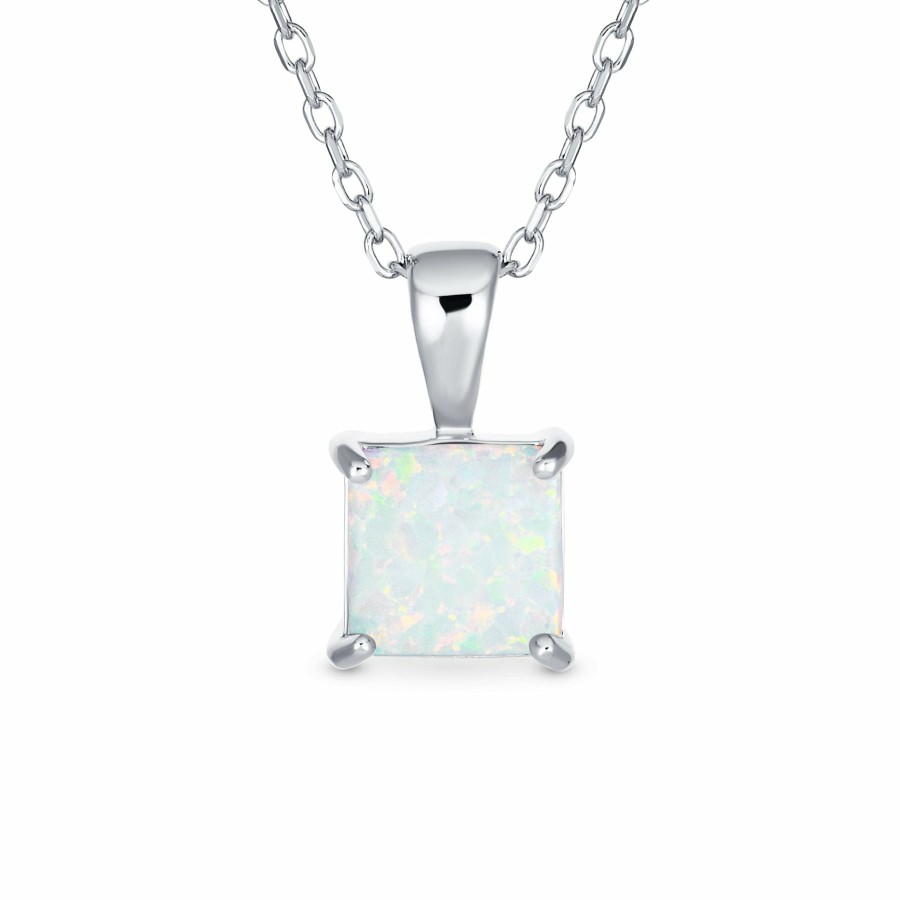 Shop Women Bling Jewelry Pendant Necklaces | 1.25Ct Solitaire Princess Cz Blue Created Pendant Silver