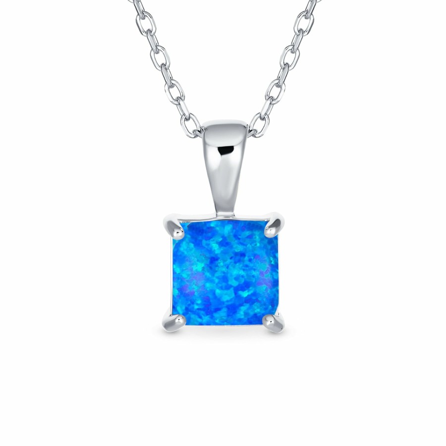 Shop Women Bling Jewelry Pendant Necklaces | 1.25Ct Solitaire Princess Cz Blue Created Pendant Silver