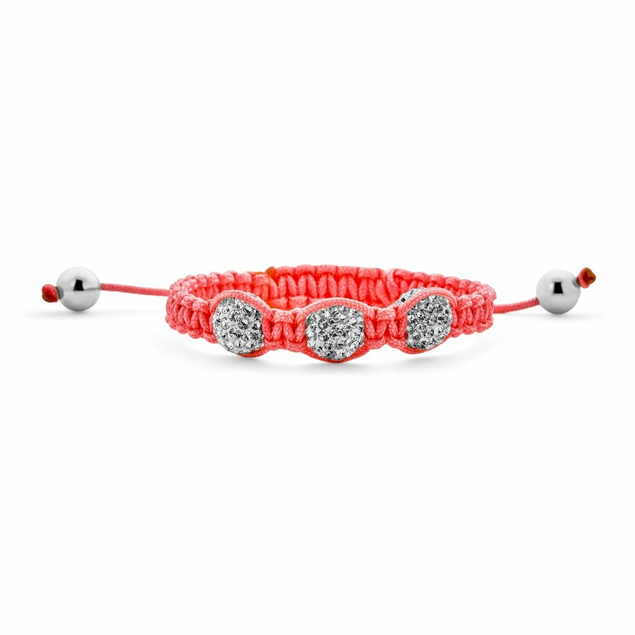 Shop Women Bling Jewelry Wrap Stretch Bracelets | Fuchsia Pave Crystal Ball Shamballa Inspired Bracelet Cord