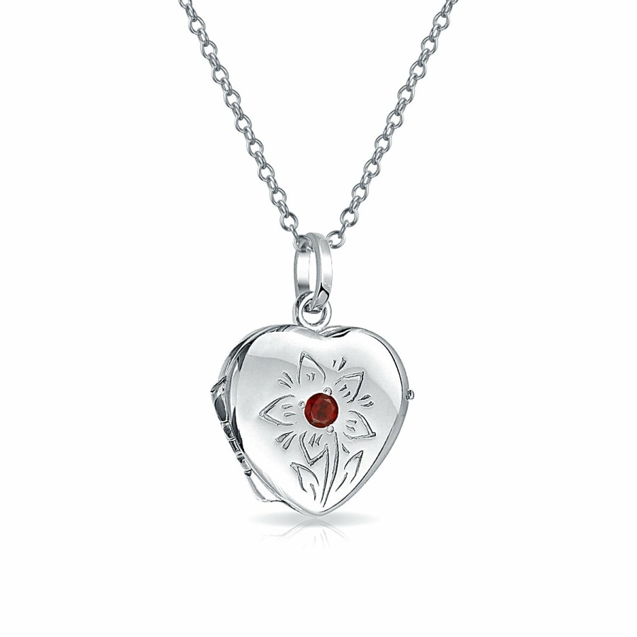 Shop Women Bling Jewelry Lockets | Cz Accent Holds Picture Star Flower Heart Locket Necklace .925 Silver