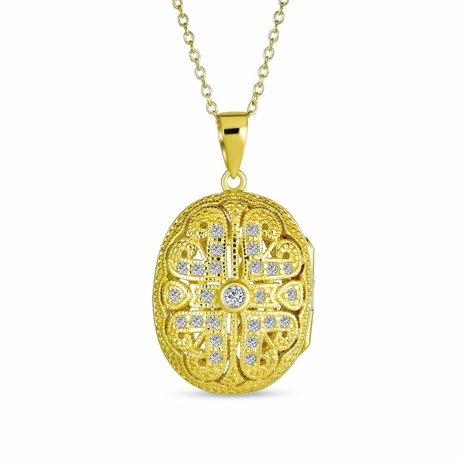 Shop Women Bling Jewelry Lockets | Vintage Infinity Floral Heart Oval Rectangle Locket Pendant Necklace