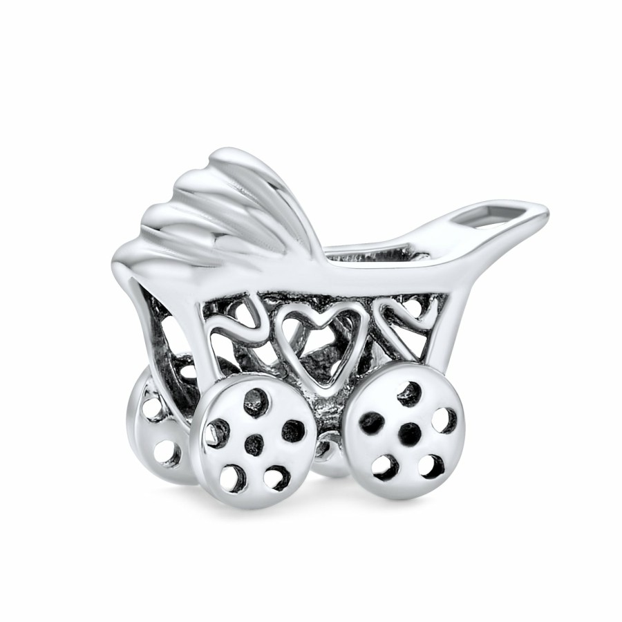 Shop Women Bling Jewelry Unique Charms | New Mother Baby Carriage Heart Shoe Dangle Charm Bead Sterling