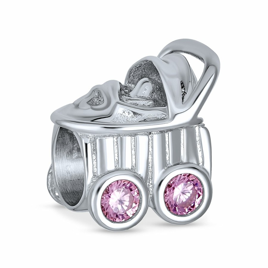 Shop Women Bling Jewelry Unique Charms | New Mother Baby Carriage Heart Shoe Dangle Charm Bead Sterling