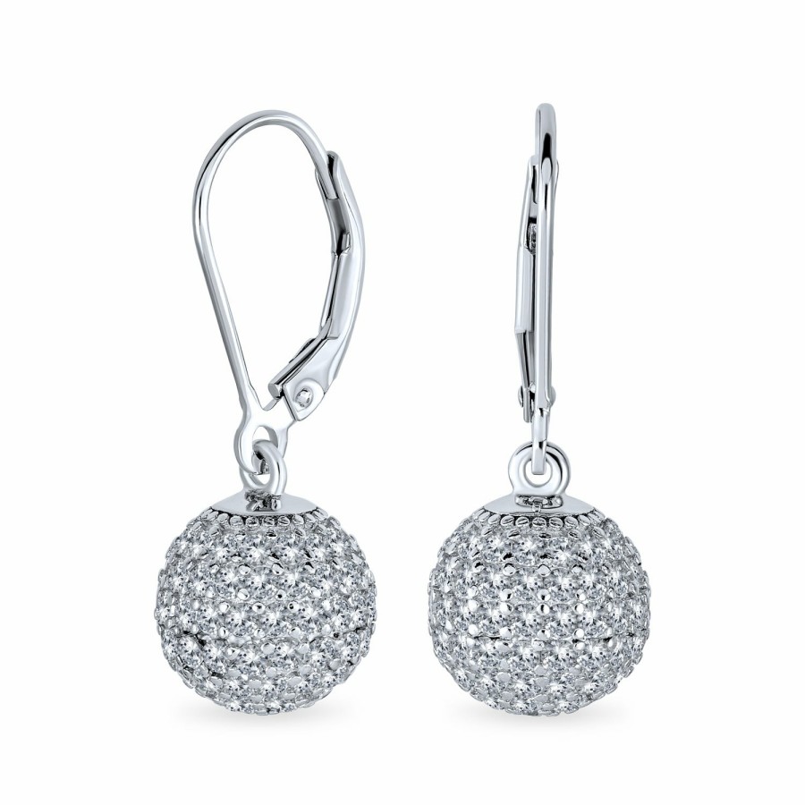 Shop Women Bling Jewelry Dangle Drop Earrings | Bridal Cz Disco Ball Drop Cocktail Ring Earrings Jewelry Set Silver