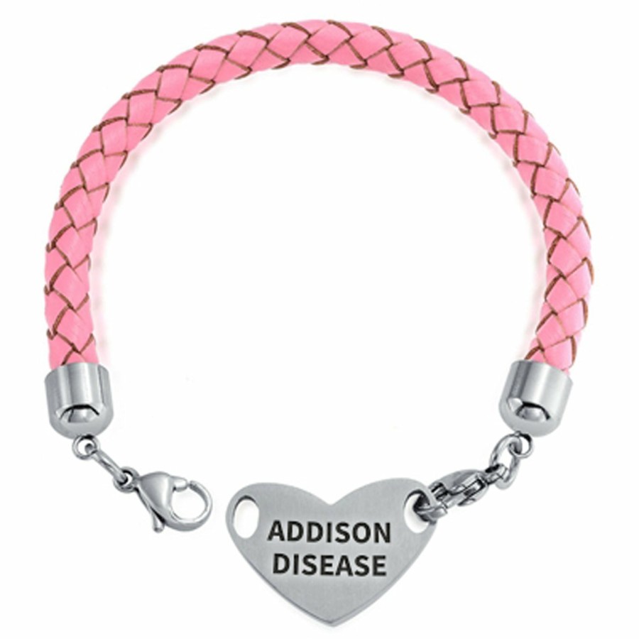 Shop Women Bling Jewelry Engravable Bracelets | Personalized Identification Medical Alert Id Pink Leather Bracelet 7In