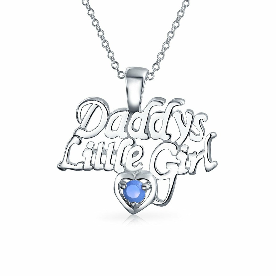 Shop Women Bling Jewelry Pendant Necklaces | Daddys Little Word Blue Created Opal Pendant Necklace Sterling Silver