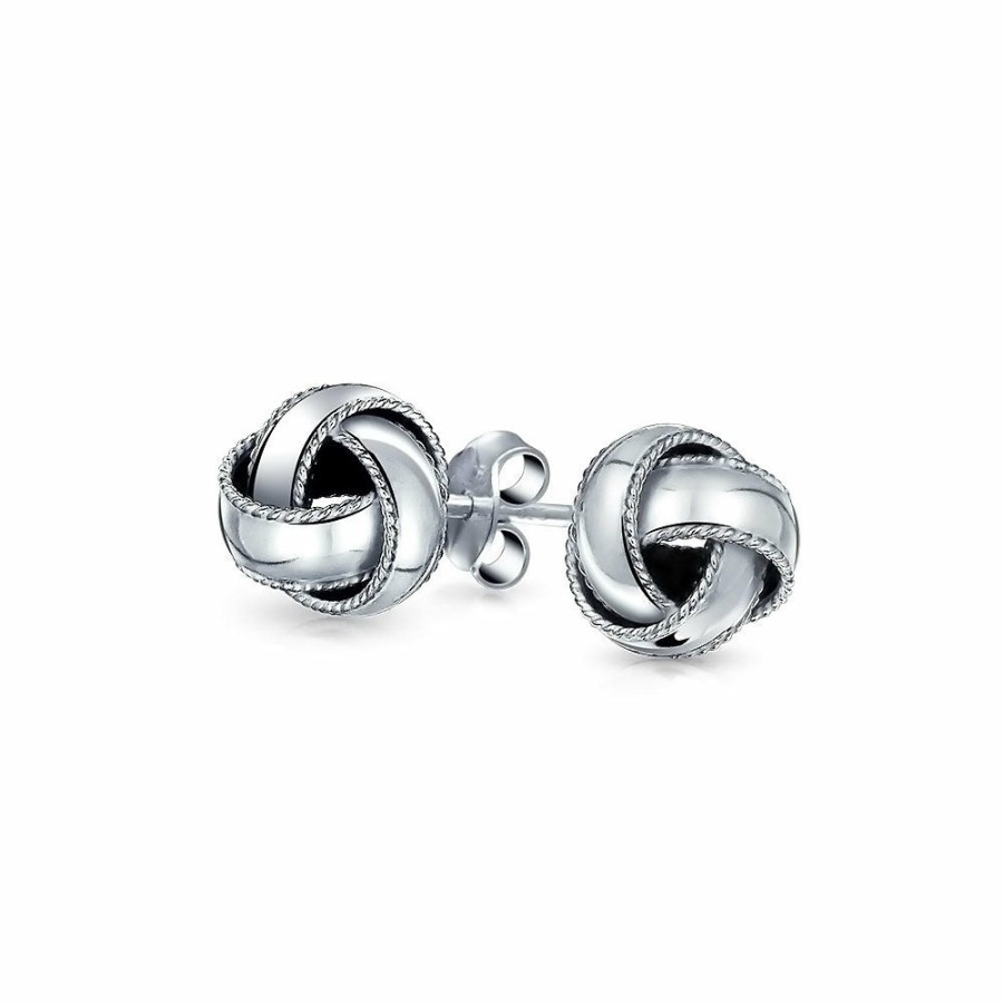 Shop Women Bling Jewelry Stud Earrings | Knot Stud Earrings Ball Woven Braided Edge .925 Sterling Silver 10Mm