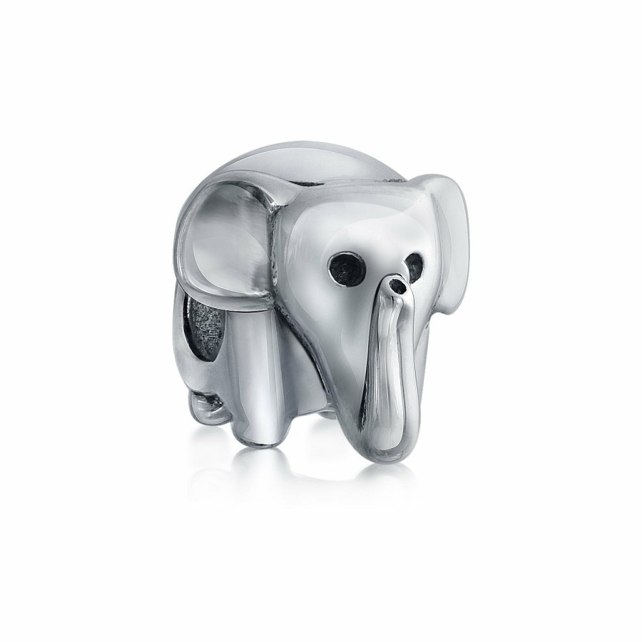 Shop Women Bling Jewelry Animal Beads | Good Luck Trunk Up Cz Elephant Puzzle Dangle Bead Charm .925 Sterling