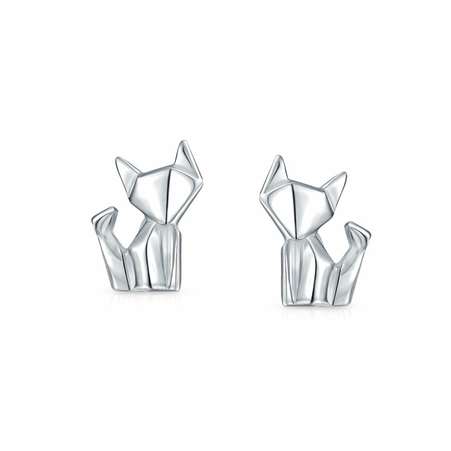 Shop Women Bling Jewelry | 3D Origami Jewelry Small Animals Pet Kitten Cat Elephant Stud Earring