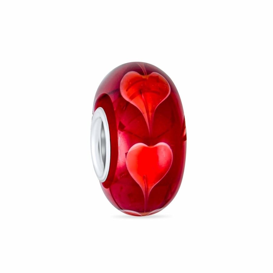 Shop Women Bling Jewelry Love Heart Beads | Heart Love Or Murano Glass .925 Sterling Silver Bead Charm