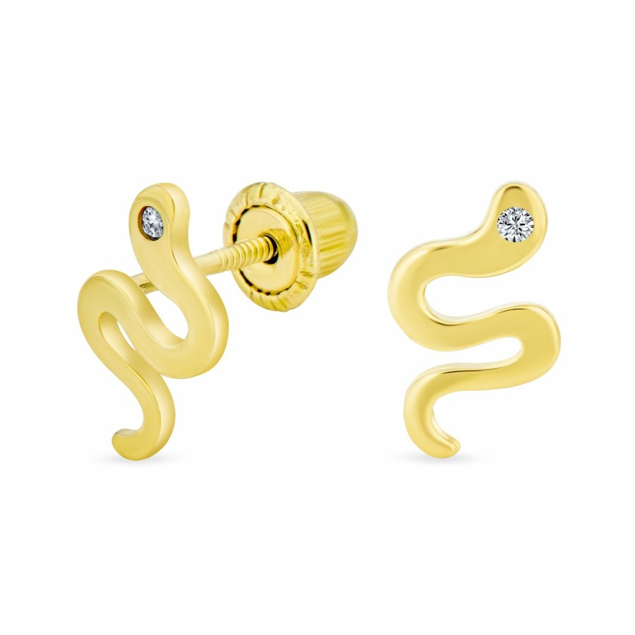 Shop Women Bling Jewelry Stud Earrings | Cz Reptile Serpent Garden Snake Stud Earrings Real 14K