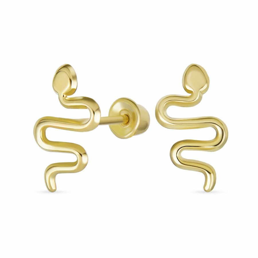 Shop Women Bling Jewelry Stud Earrings | Cz Reptile Serpent Garden Snake Stud Earrings Real 14K