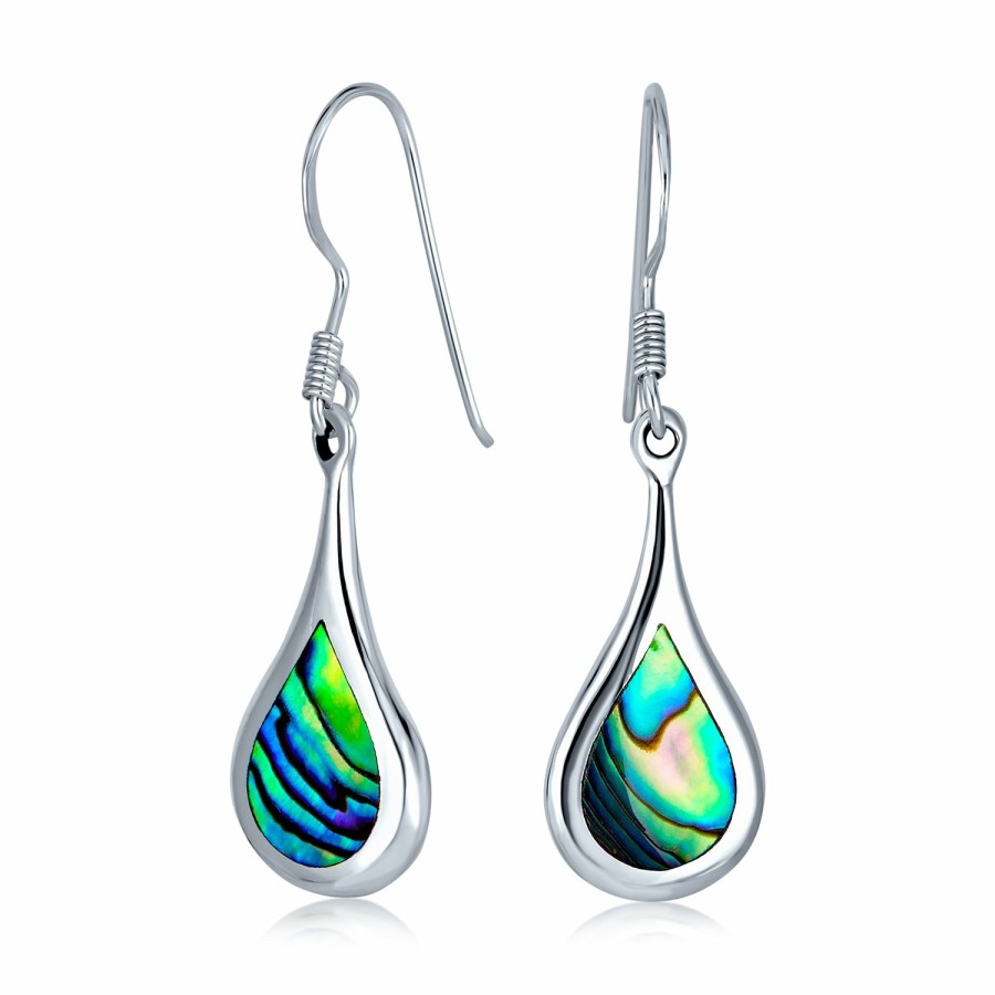 Shop Women Bling Jewelry Dangle Drop Earrings | Abalone Shell Dangle Teardrop Rain Dangle Earrings Sterling Silver