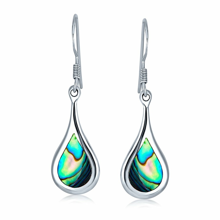 Shop Women Bling Jewelry Dangle Drop Earrings | Abalone Shell Dangle Teardrop Rain Dangle Earrings Sterling Silver