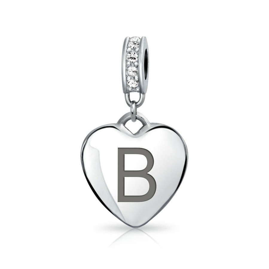 Shop Women Bling Jewelry Abc Initial | Heart Dangle Bead Charm Crystal Month April Sterling Harm