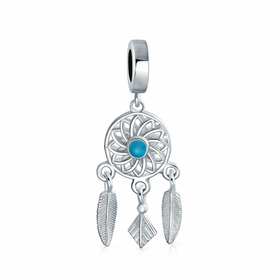 Shop Women Bling Jewelry Dangle Beads | Dream Catcher Charm Bead Feathers Leaf Heart Shape Dangle .925