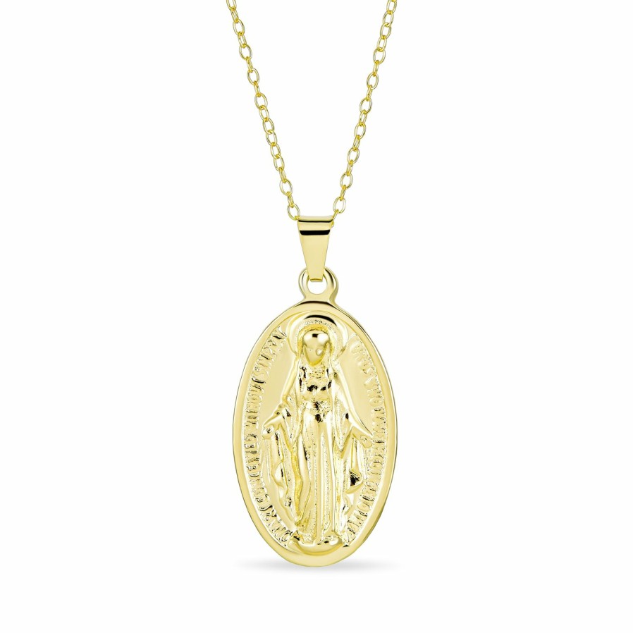 Shop Women Bling Jewelry Pendant Necklaces | Jewelry Set Virgin Mary Lady Of Guadalupe Necklace Bracelet Earrings Gold Plated