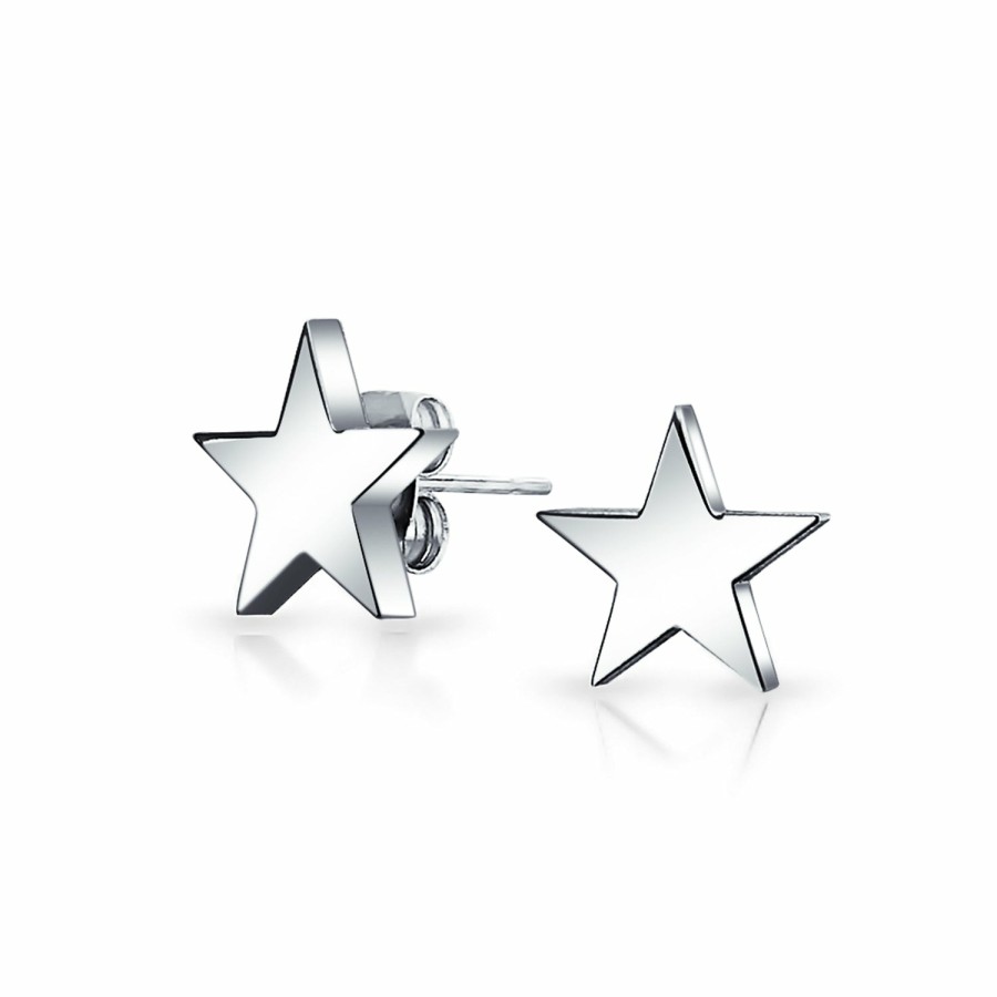 Shop Women Bling Jewelry Engravable Earrings | Initial A-Z Patriotic Celestial Star Stud Earrings Stainless Steel 10Mm