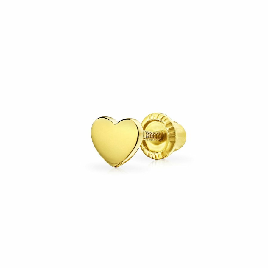 Shop Women Bling Jewelry Ear Piercing | Tiny Helix Cartilage Alphabet Heart 1 Piece Stud Earring 14K