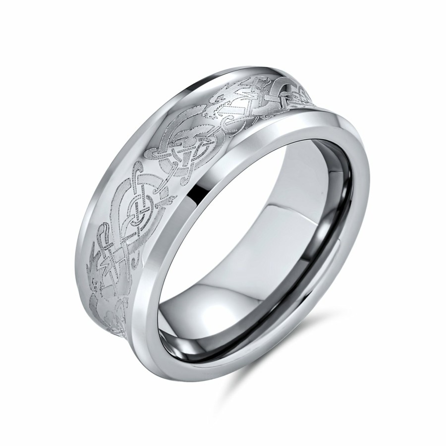 Shop Women Bling Jewelry Engravable Rings | Couples Celtic Dragon Wedding Band Ring Titanium 8Mm