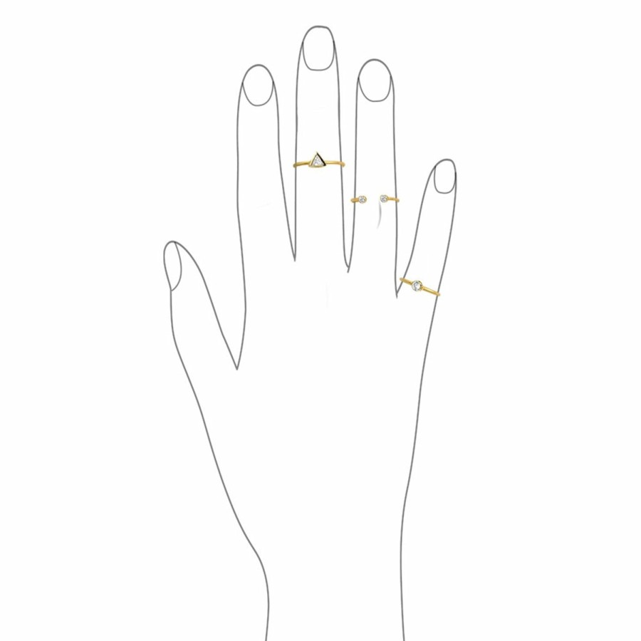 Shop Women Bling Jewelry Delicate Midi Rings | Cz Circle 14K Plated Sterling Silver Midi Stackable Ring 1Mm Band