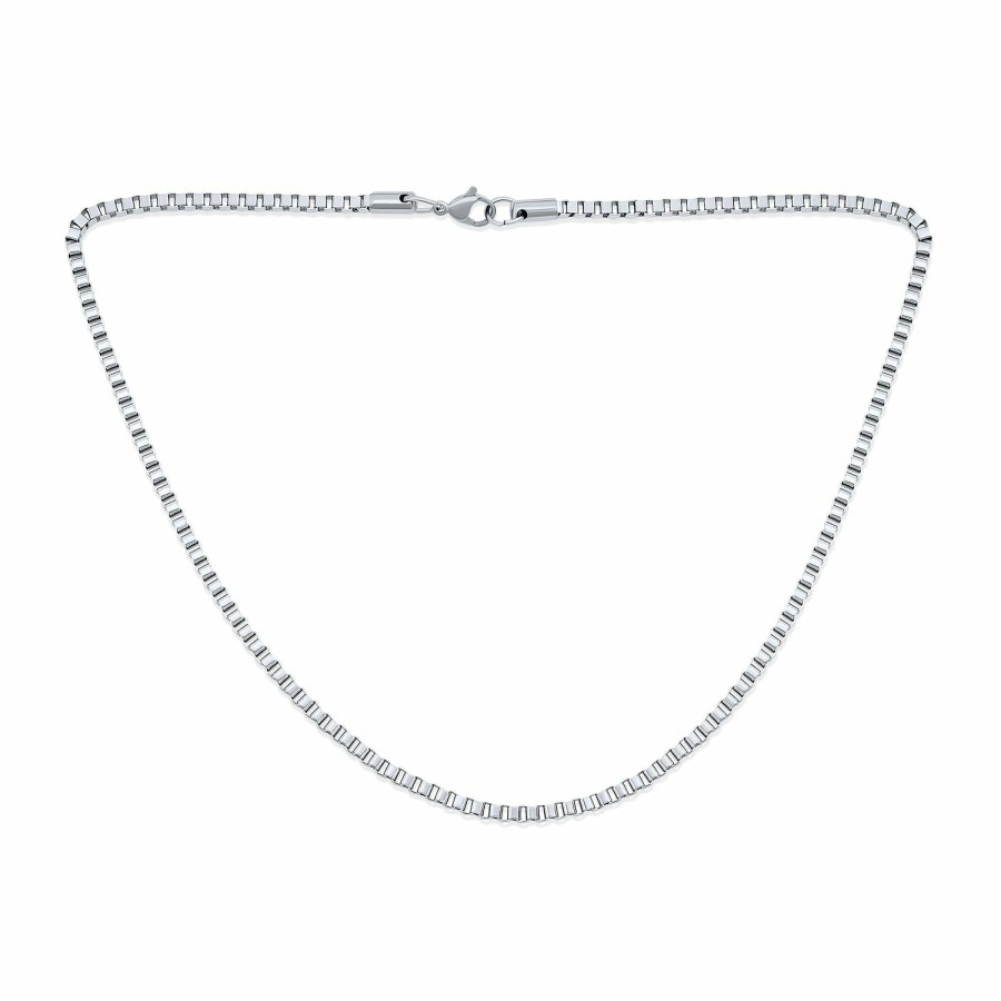 Shop Women Bling Jewelry Chains Necklaces | Venetian Box Necklace Silver Plated Stainless Steel 16-30 Inch