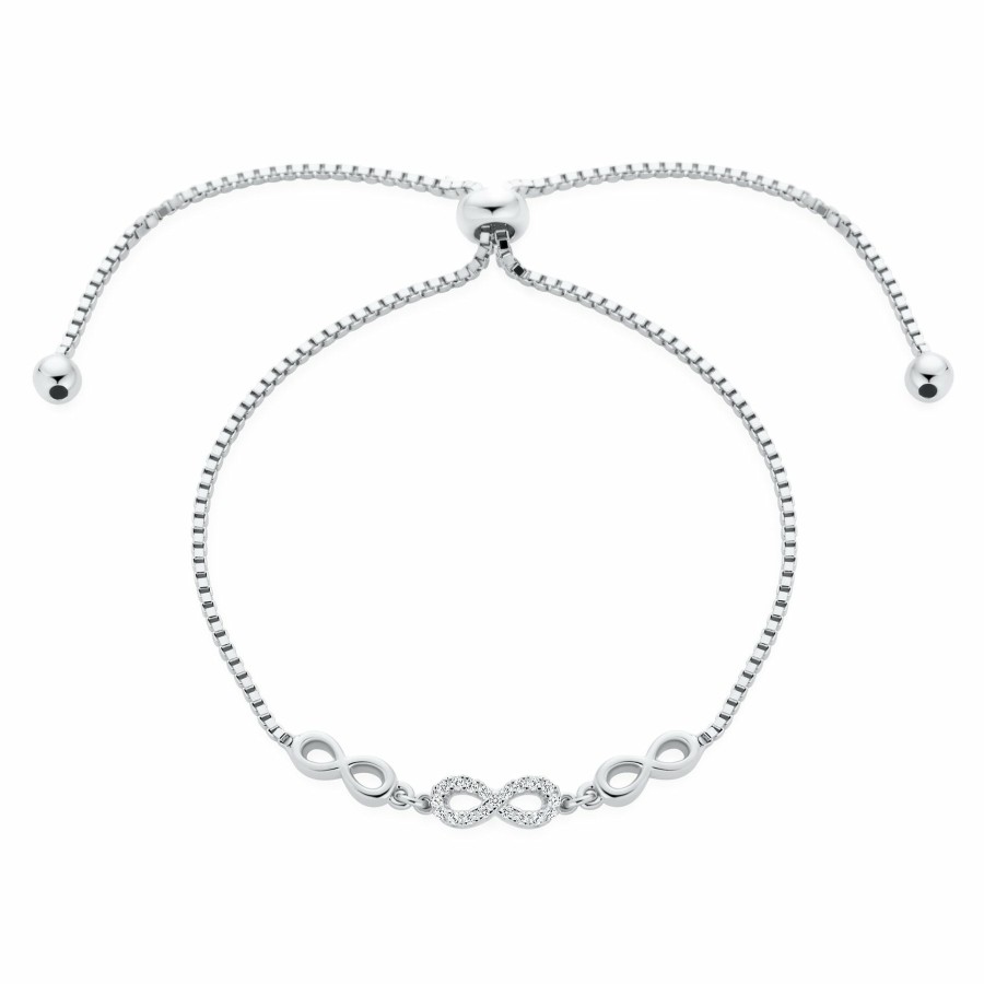 Shop Women Bling Jewelry Delicate Bracelets | Butterfly Infinity Symbol Heart Bolo Bracelet .925 Sterling