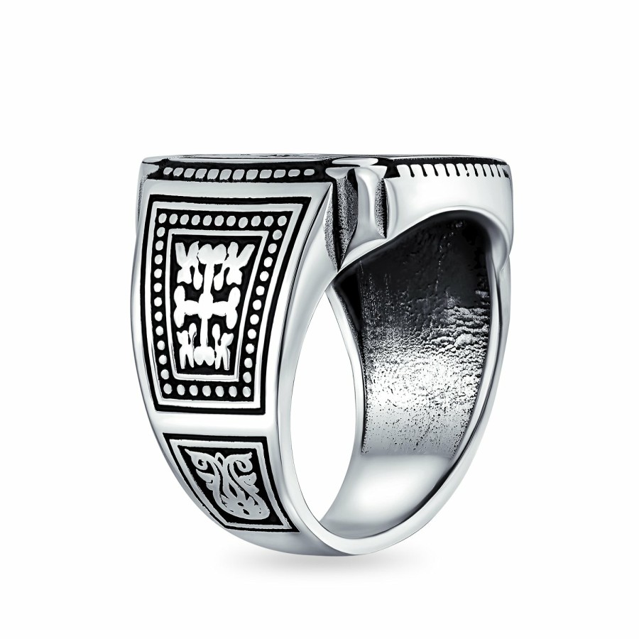 Shop Men Bling Jewelry Mens Rings | Mens Greek Horse Pegasus Signet Ring Oxidized .925Sterling Silver