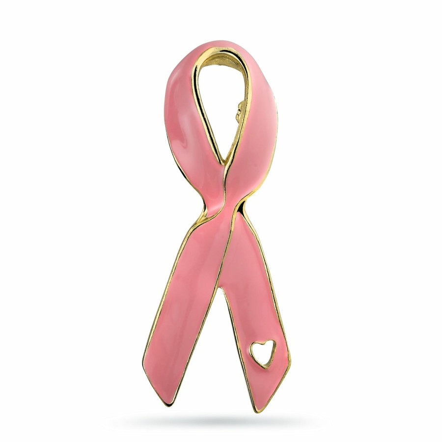 Shop Women Bling Jewelry Pins & Brooches | Cancer Awareness Ribbon Brooch Pin Silver Enamel