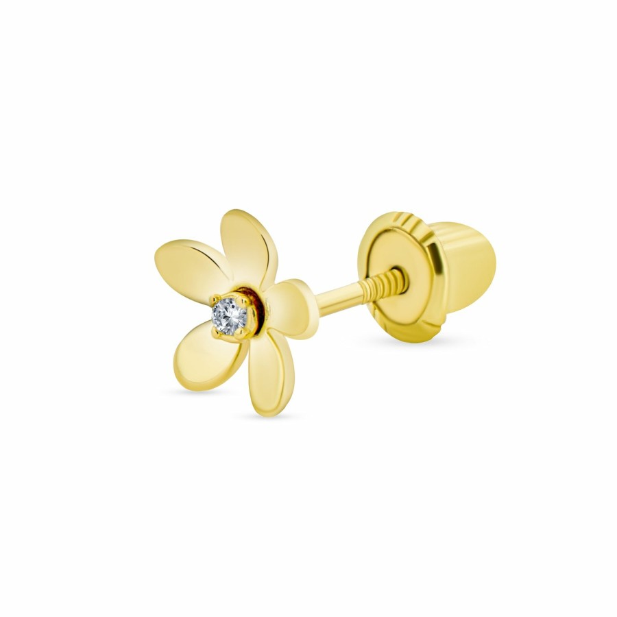 Shop Women Bling Jewelry Ear Cuffs, Cartilage Earrings | Tiny Cz Daisy Flower Cartilage 1 Piece Stud Earring 14K Gold