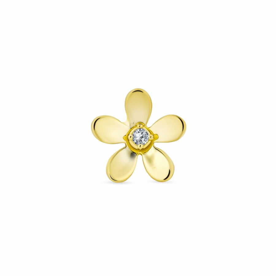 Shop Women Bling Jewelry Ear Cuffs, Cartilage Earrings | Tiny Cz Daisy Flower Cartilage 1 Piece Stud Earring 14K Gold