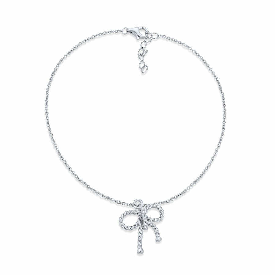 Shop Women Bling Jewelry Ankle Bracelets | Interlocking Bow Hearts Anklet Ankle Bracelet .925 Sterling