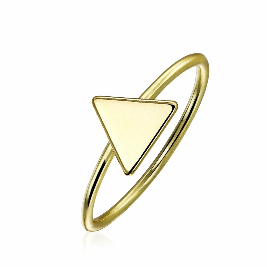 Shop Women Bling Jewelry Delicate Midi Rings | Midi Knuckle 1Mm Band Flat Triangle Ring Gold Plated Sterling Silver