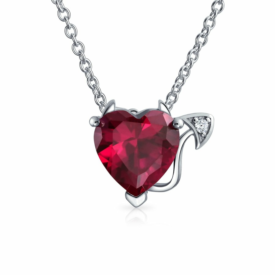 Shop Women Bling Jewelry Pendant Necklaces | Ruby Red Aaa Cz Twisting Infinty Hearts Love Knot Pendant .925 Silver