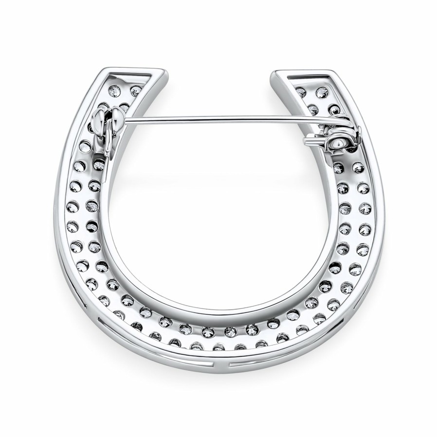 Shop Women Bling Jewelry Pins & Brooches | Western Fashion Statement Equestrian Cz Scarf Horseshoe Brooch Pin