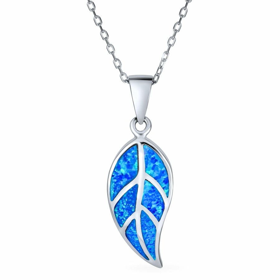 Shop Women Bling Jewelry Pendant Necklaces | Western Jewelry Leaf Pendant Fire Created Opal Necklace Silver