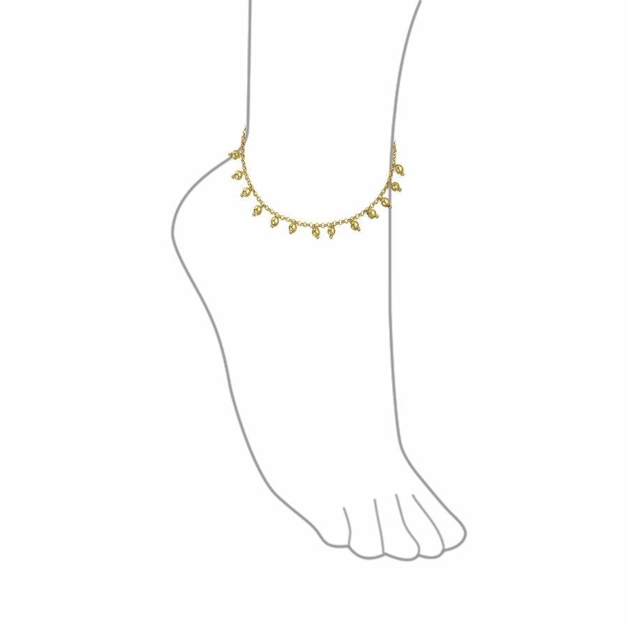 Shop Women Bling Jewelry Delicate Bracelets | Multi Dangle Bead Charm Anklet Ankle Bracelet Gold Plated 9.5 Inch