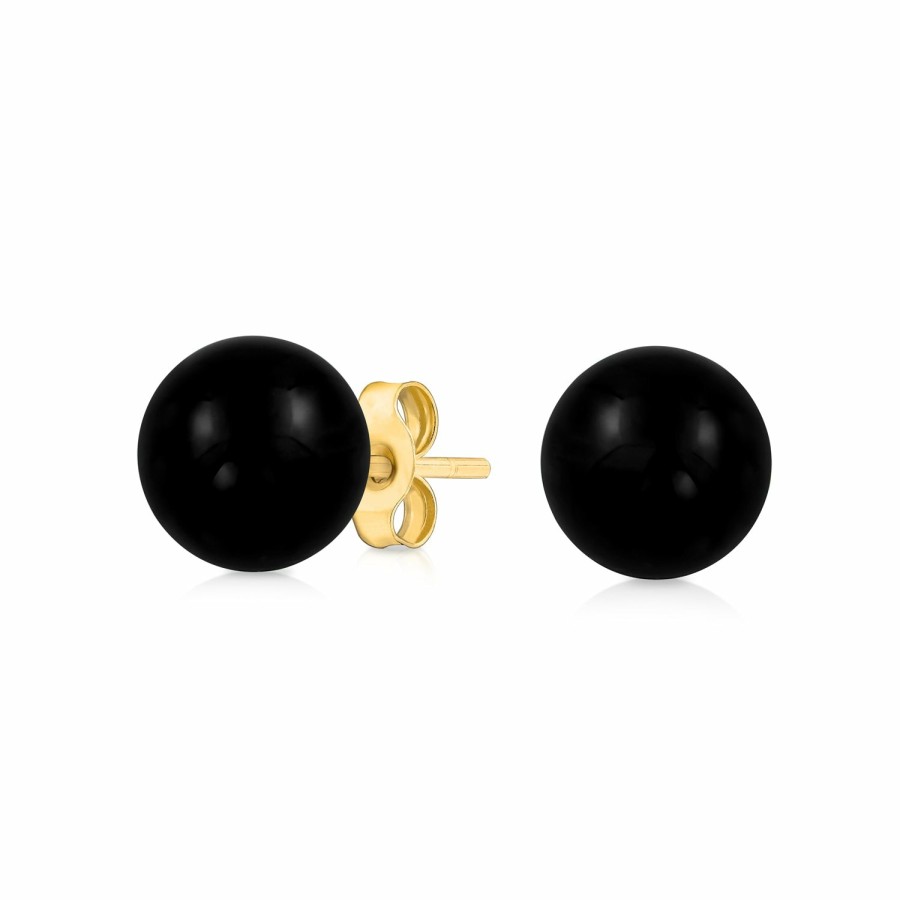 Shop Women Bling Jewelry Stud Earrings | 14K Yellow Gold Gemstone Bead Ball Stud Earrings 6Mm Size Birthstone Colors