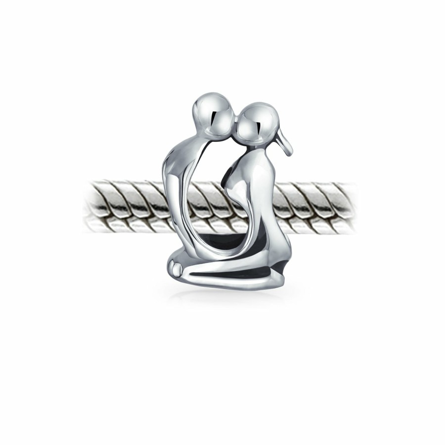 Shop Women Bling Jewelry Unique Charms | Couples Kissing Lovers Sculpture Charm Bead .925Sterling Silver