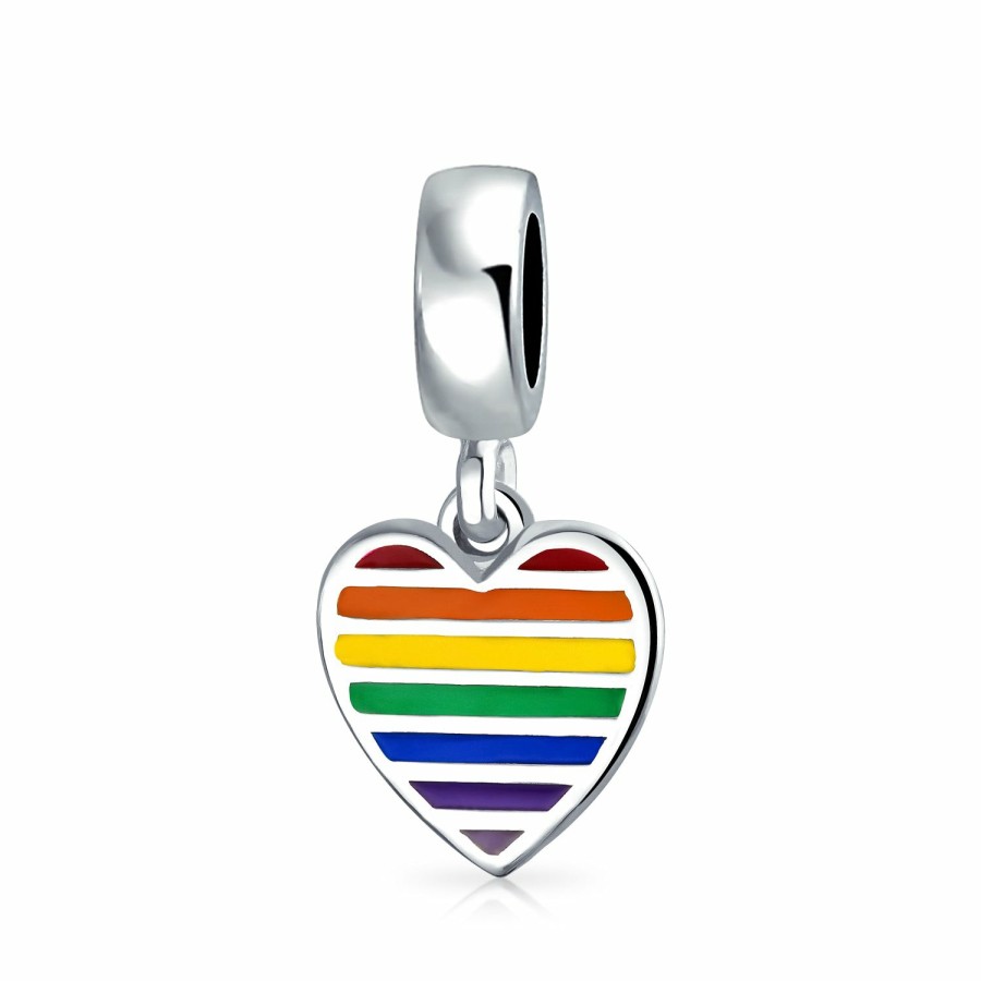 Shop Women Bling Jewelry Engravable Charms | Inspirational Lgbtq Heart Rainbow Gay Pride Rights Yin Yang Charm Bead