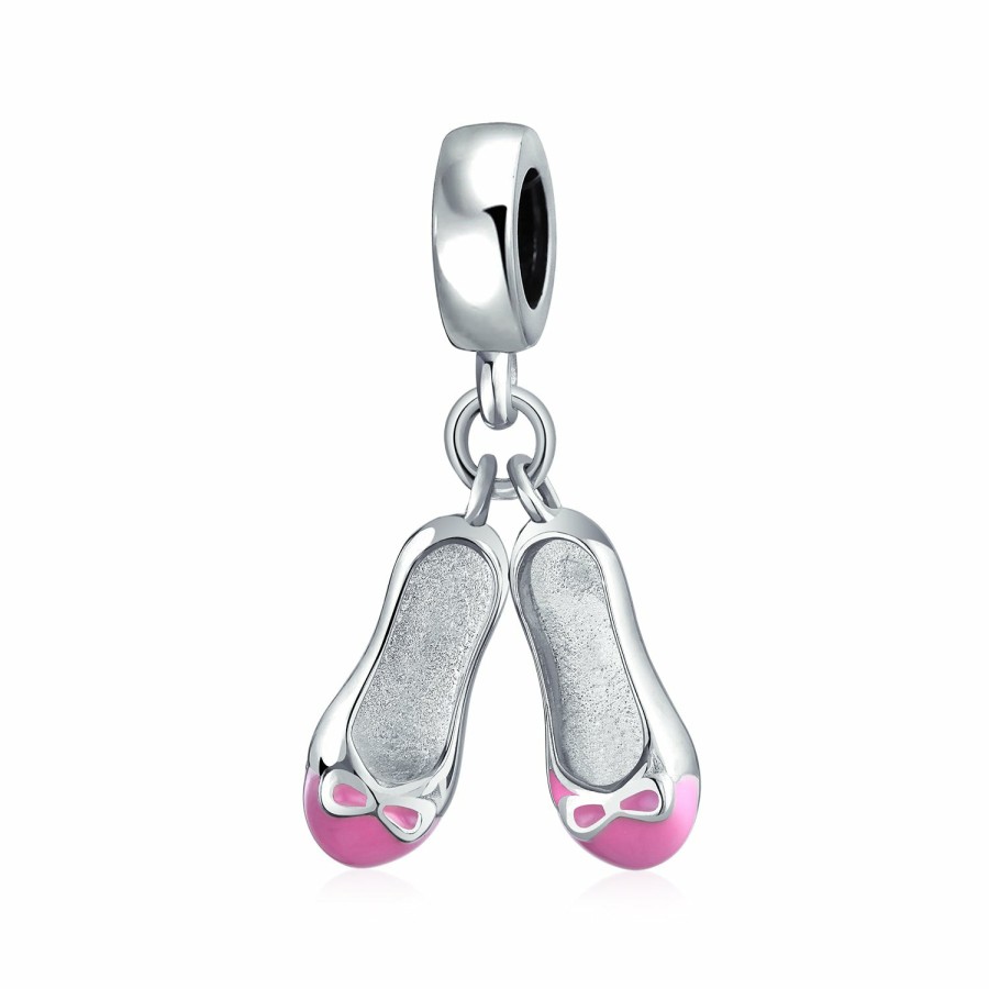 Shop Women Bling Jewelry Unique Charms | Pink Dancer Prima Ballerina Shoe Ballet Slipper Dangle Bead Charm