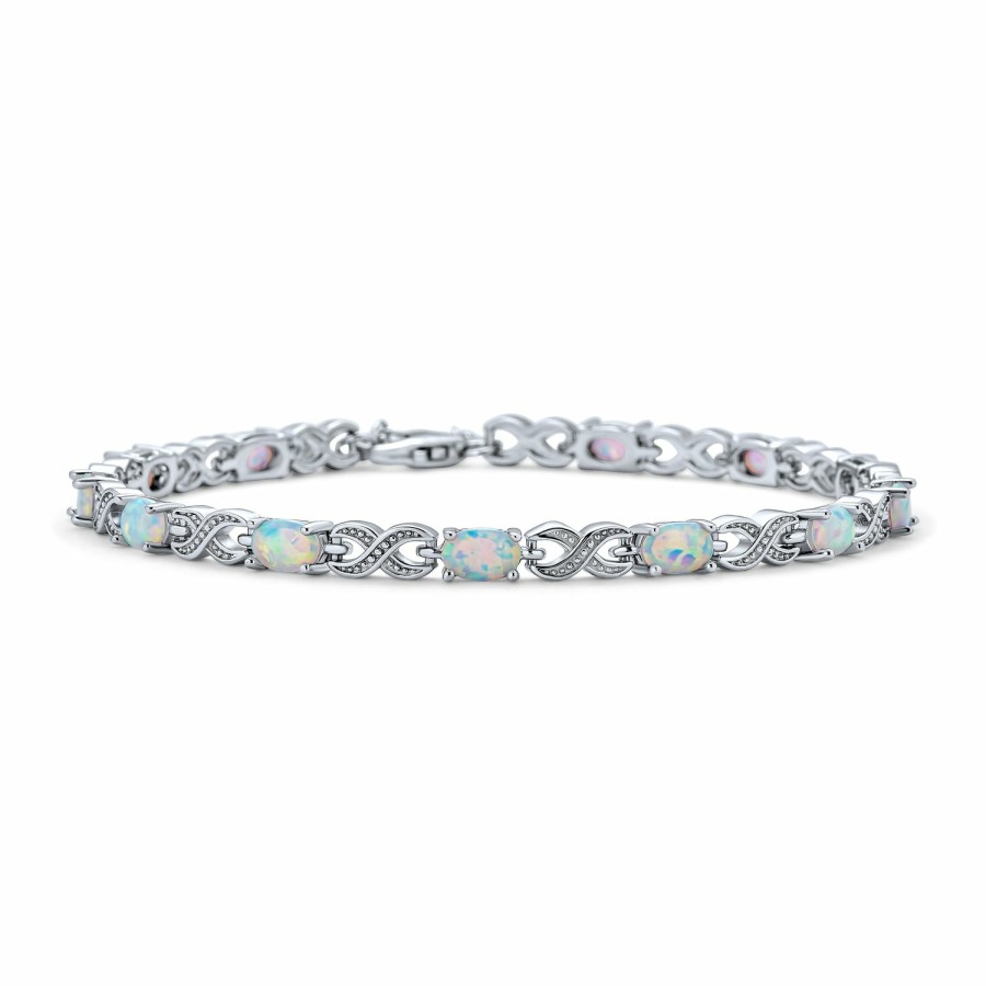 Shop Women Bling Jewelry Tennis Bracelets | Bridal Vintage Opal Infinity Tennis Bracelet Gold .925 Silver