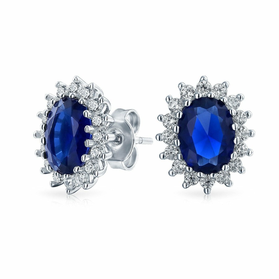 Shop Women Bling Jewelry Stud Earrings | 3Ct Cubic Zirconia Crown Halo Imitation Gemstone Aaa Cz Stud Earrings