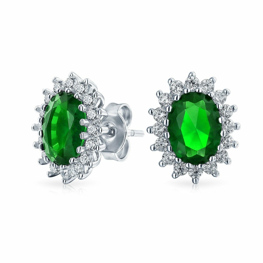 Shop Women Bling Jewelry Stud Earrings | 3Ct Cubic Zirconia Crown Halo Imitation Gemstone Aaa Cz Stud Earrings